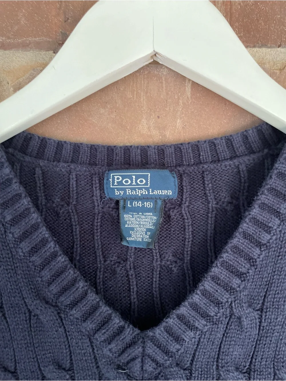 Polo by Ralph Lauren Boys Cable Knit Sweater Vest size Large but fits like small